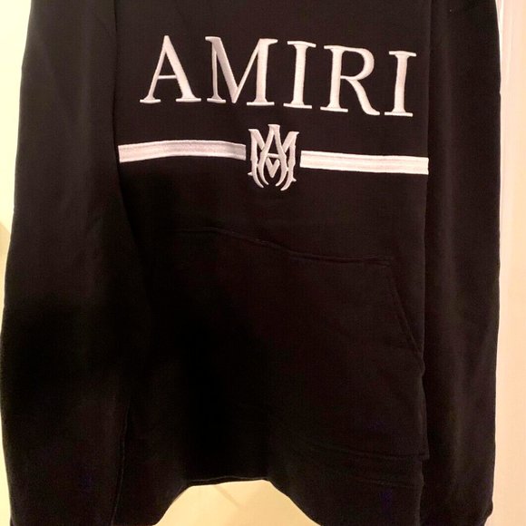AMIRI MA BAR LOGO Embroidered Hoodie Black Size L New 100% Cotton - Picture 4 of 14